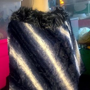 Faux Fur Shawl Poncho